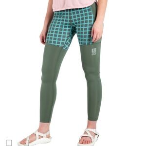 Topo Designs Women's Sport Tights - Print - Olive Grid -